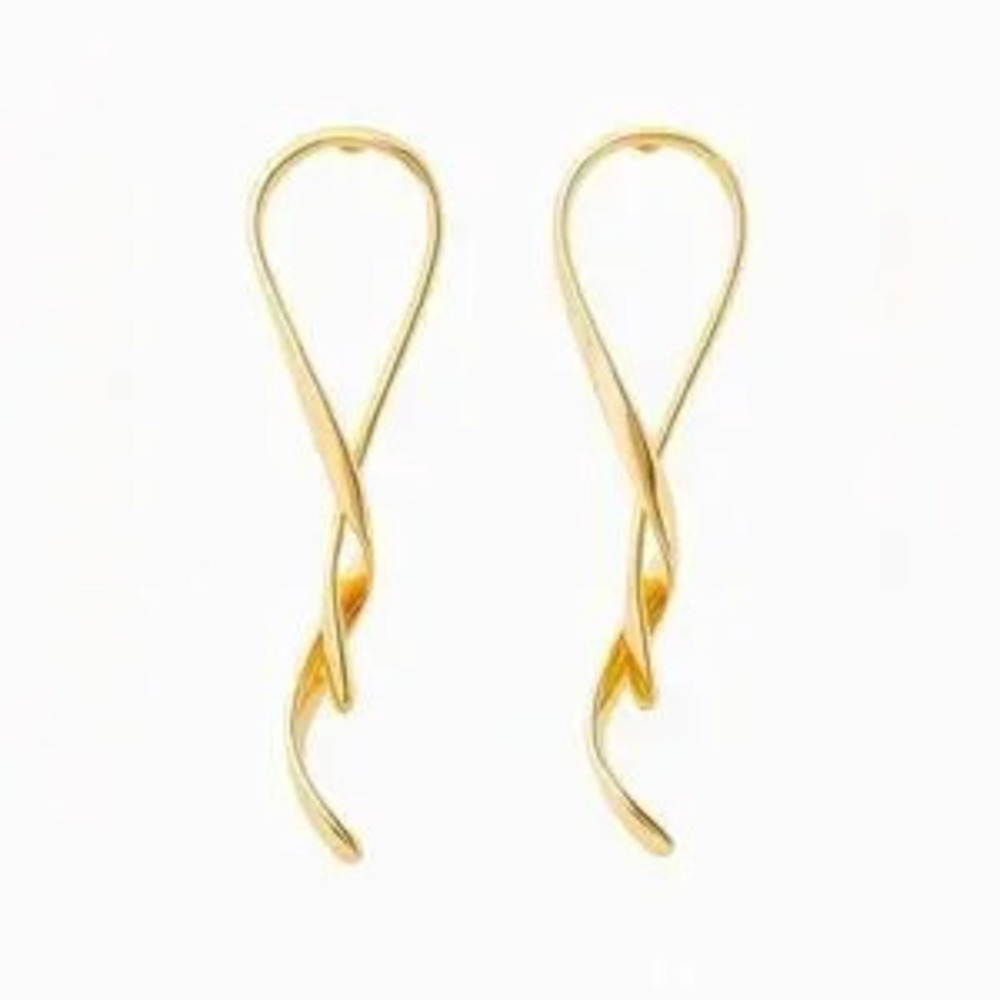 Italian Style 18K Gold Plated Elegant Gold Twist Earrings